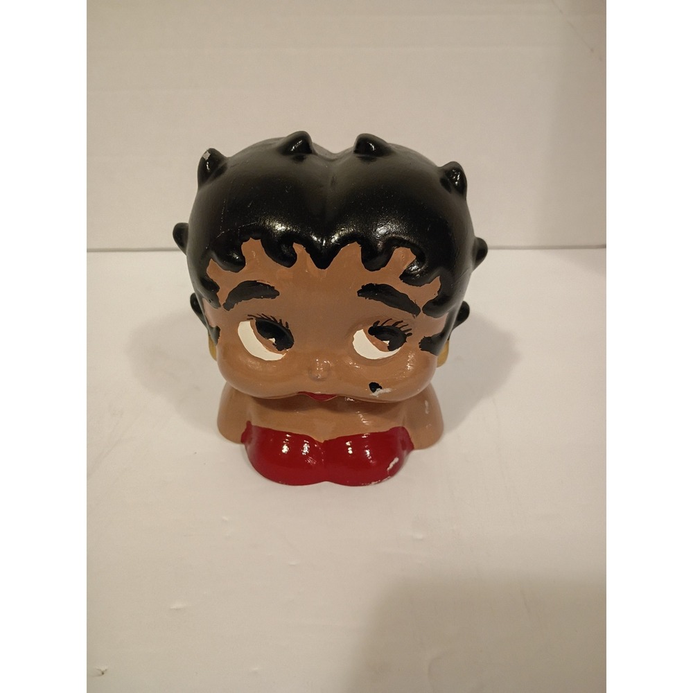 Vintage Betty Boop Ceramic Bust Figurine Red Top Gold Earrings‎ Retro Decor